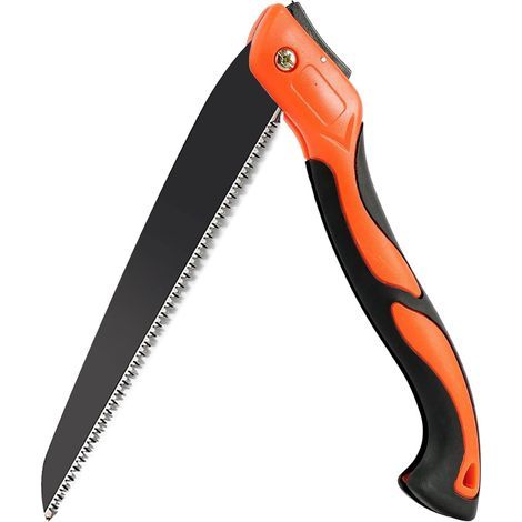 Scie à Elaguer, Scie Pliante à Main avec Lame en Acier au Carbone SK5 et Poignée Antidérapante pour Emondage, Jardinage, Couper Bois, Tuyaux, PVC, Usage de Camping (1/5)