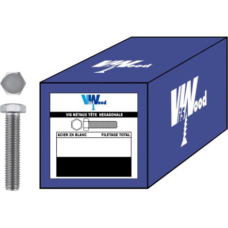 Vis métaux Tête Hexagonale Filetage Total acier zingué blanc 93388 VISWOOD - Ø mm: 8 - Long. mm: 10 - Cond/pcs: 500 (1/5)