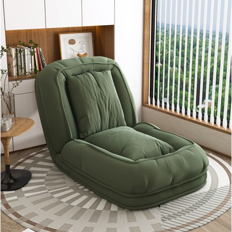 Sofá cama plegable ergonómico verde, 5 posiciones 90°-180°, con cojines, 180x90x26 cm (1/5)