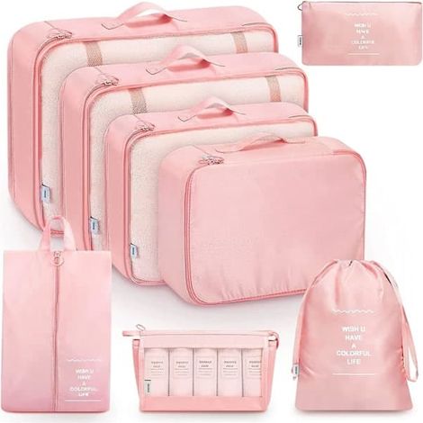 Ensemble de 8 organisateurs pour valises, sacs de rangement, cubes de rangement, sacs de voyage, cadeaux gris (1/5)