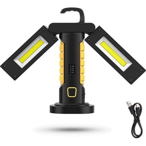 Lampe de Travail LED Rechargeable Baladeuse LED Mecanicien Lampe Travail Magnétique sans Fil avec Interrupteur Accroche USB pour Mécanique Auto Véhicule Exterieur Garage Camping (1/5)