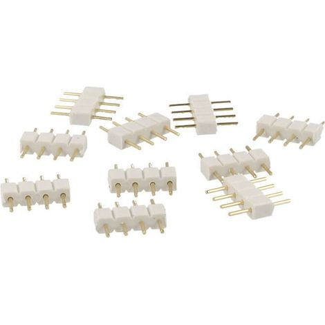 10 PZ Spina Maschio 4 Pin Bianca per Collegamento Striscia Led RGB Controller