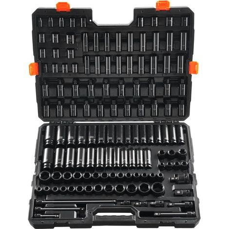 SAE et métrique, coffret de douilles à chocs pour réparation automobile et atelier, marquages lisibles, mallette robuste (1/5)