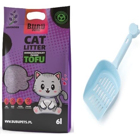Bubu Pets Biologisch abbaubare Tofu-Katzenstreu 2,5 kg / 6 l – Lavendel