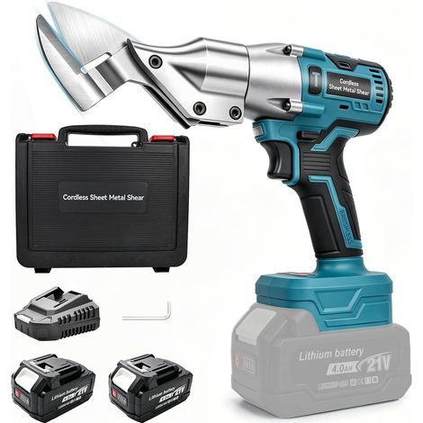 Cisaille à Tôle Sans Fil avec 2 Batteries 4,0Ah, Cisaille à Tôle Électrique Brushless 1650 RPM, Coupe Acier Inoxydable et Carbone jusqu'à 1,2 mm, Tête Rotative 360° avec Verrouillage de Sécurité (1/5)