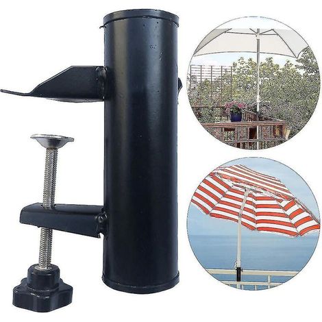 Support de parasol à pince pour terrasse, support de parasol de balcon, support de parasol - Noir-x (1/5)