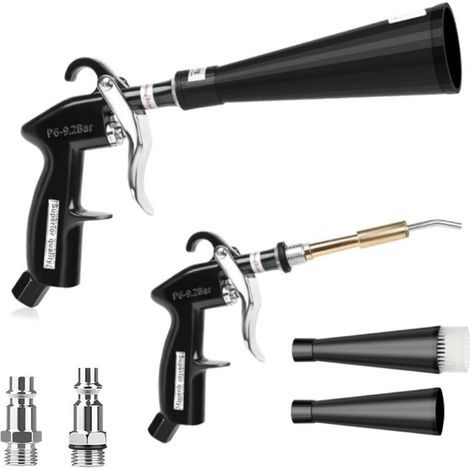 Pistolet de nettoyage à air comprimé, pistolet à air sec pour voiture, pistolet de purification d'air haute pression avec 2 buses, outils de nettoyage pour intérieur de voiture, siège, jante, moteur (1/5)
