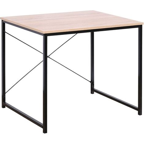 Scrivania Ufficio Moderna Legno Naturale Nero Tavolo Studio PC 60x80x71,5 (1/5)