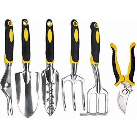 Garden Tool Set, 6 Piece Heavy Duty Cast Aluminum Alloy Garden Tool Set