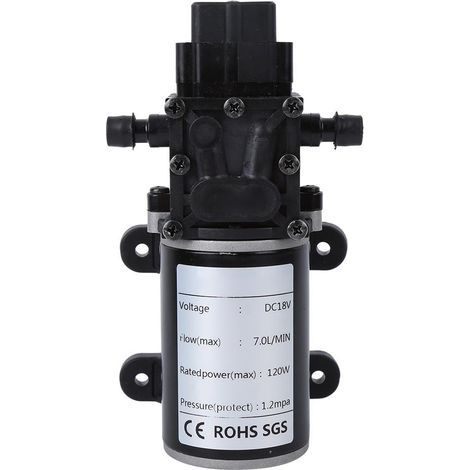 Pompe à diaphragme intelligente, pompe à membrane haute pression Dc12V 120W haute pression, sortie d'eau droite 7L / Min 10mm(18V Motor). (1/5)