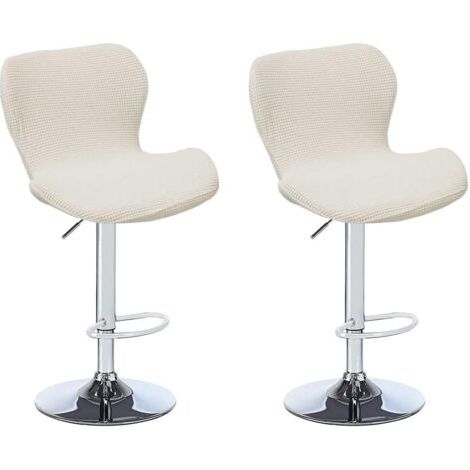 2PCS Housse de Tabouret de Bar Incurvé Extensible Housse de Chaise de Bar avec Dossier Elastique Couverture Tabouret Haute de Cuisine Beige (1/5)