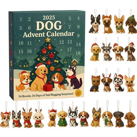 hond adventskalender 2026 - 24 stuks - meerkleurig - acryl materiaal - 7cm mini hangornamenten - verschillende hondenrassen ontwerp - kerstboom hangdecoratie - geschikt voor kerstfeest en interieur de (1/5)