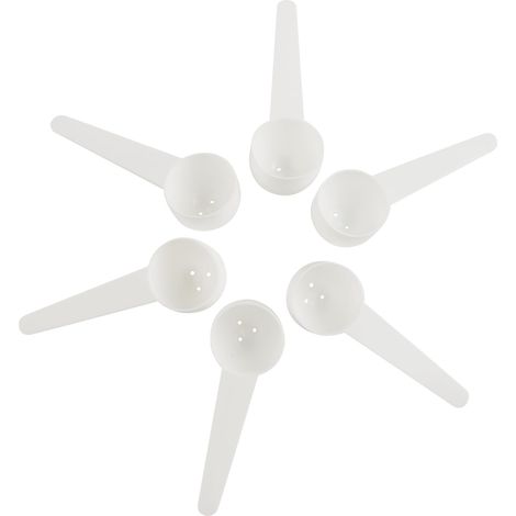 Lot de 6 cuillères doseuses en plastique de 20 ml avec trou de fond pour café, poudre de protéine, lait en poudre (blanc) (1/5)