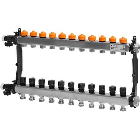 Afriso Edelstahl-Heizkreisverteiler ProCalida® VA 1C Vario-DP 11 Heizkreise 86431