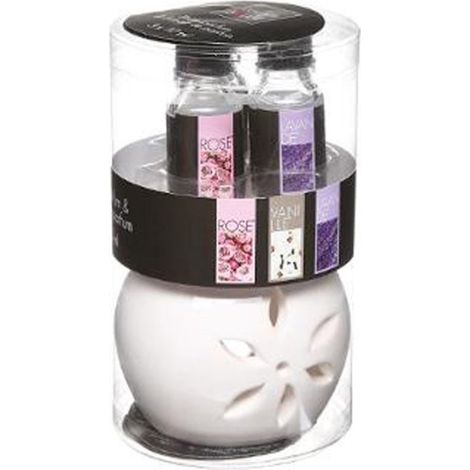 Brûle-Parfum & 3 Flacons d'Huiles "Pura" 10ml Floral (1/2)