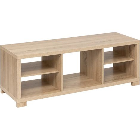 5Five Simply Smart – Meuble TV bivoak 120x39,5cm effet bois – 5 cases de rangement ouvertes – Panneaux de particules MDF – Design moderne (1/4)