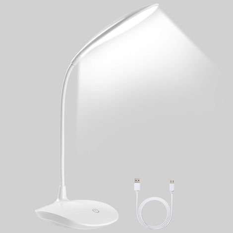 LED-Schreibtischlampe, augenschonende Leselampe, dimmbare Lese-/Nachttischlampe, USB-betriebene Schreibtischlampe, 3 Helligkeitsstufen, Touch-Steuerung, flexibel, geeignet für Schlafzimmer, Büros und 
