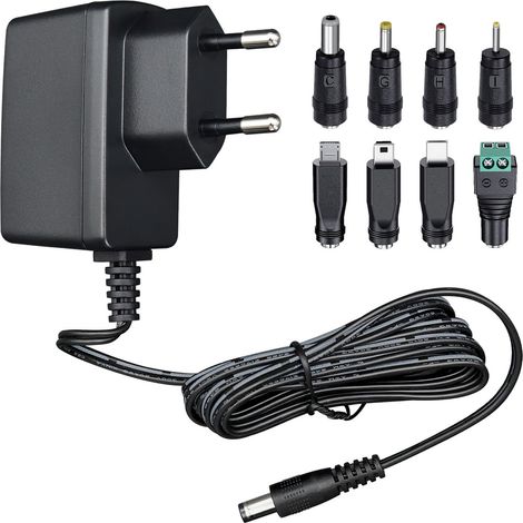Adaptateur d'alimentation 5 V 1 A 5 W 1,8 m, Adaptateur de Commutation CA CC (entrée 100-240 V, Sortie 5 V 1 A), Prise de transformateur à Montage Mural avec 8 Prises interchangeables (1/5)