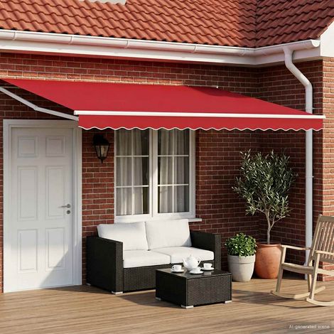 Toldo Retráctil Eléctrico Rojo 4 x 3 m