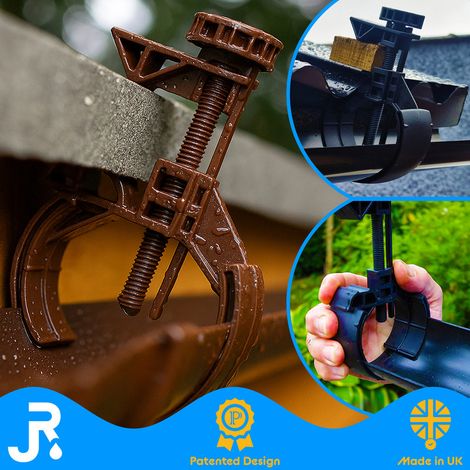 3 x Brown Mini Gutter Guttering Shed Bracket Clamp Adjustable - No Tools Required (1/4)