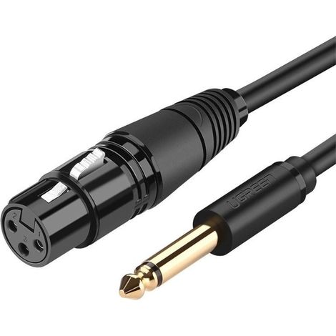 Ugreen cable de audiomicrofono xlr hembra a conector jack de 635 mm macho 2 m - negro