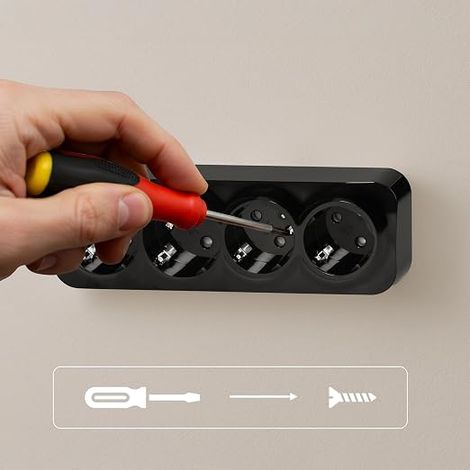 Bloc Prise Murale 4 x 2P+T Schuko 16A / 230VAC IP20 Version Allemande Prise en Saillie pour Montage Mural en Interieur Prises électriques Standard Murales avec Finition (1/4)