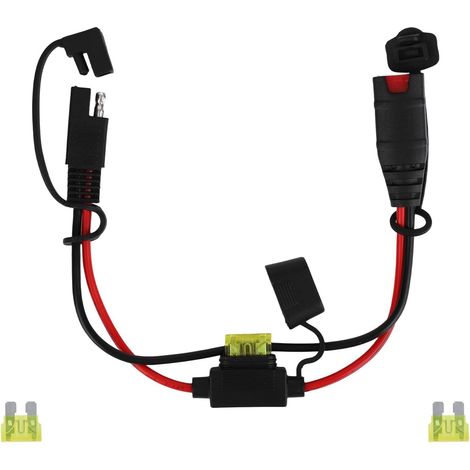 Rallonge SAE 34cm, 14 AWG Robuste Étanche avec Rallonge Cable SAE Fusible 20A Compatible avec Les Chargeurs de Batterie Intelligents NOCO Genius pour Motos VTT Camions et Voitures (1/5)