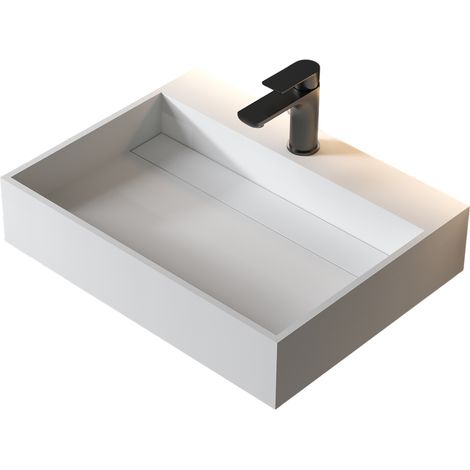 BERNSTEIN - Vasque murale 60x46x13cm en fonte minérale - PB2080 - blanc mat