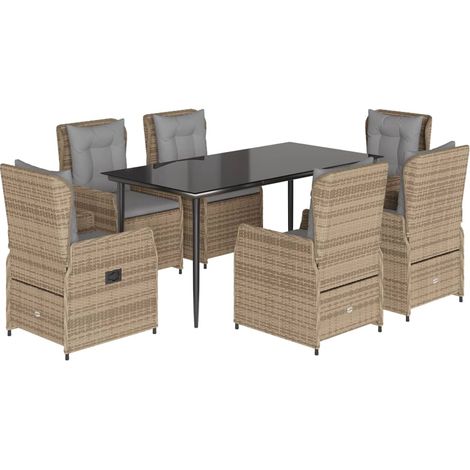 Maison Exclusive - Set comedor de jardín 7 pzas con cojines ratán (1/5)