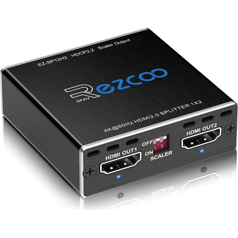 4K 60Hz Splitter HDMI 1 entrée 2 Sorties 1080P 120Hz HDCP HDR 18Gbps UHD Dolby Vision Atmos EDID Scaler 4K 1080P Répartiteur HDMI pour Projecteur. (1/5)