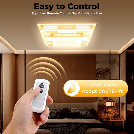 【Maison connectée】Plafonnier LED en bois japonais - 3 températures de couleur réglables - Pour chambre à coucher et salon - avec télécommande, 45×45cm [Classe énergétique A++] (1/5)