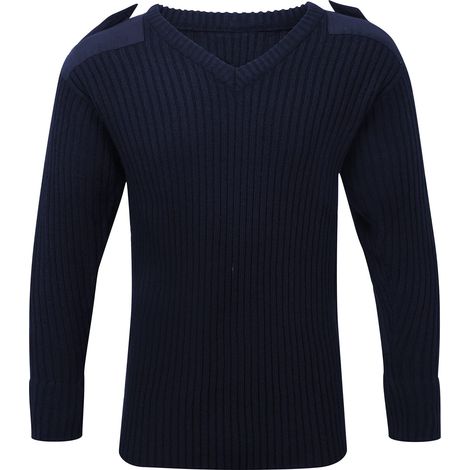 Fort 120V - Maglione da Combattimento con Scollo a V, Colore Blu Marino, Taglia S (1/5)
