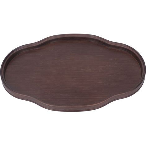 Plateau à thé en bambou texturé multifonction, couleur noyer, pour table basse, réception invités (1/5)