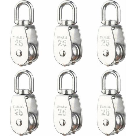 Poulie De Levage M25 - Charge Maximale 150 Kg - Rotation 360° - Acier Inoxydable 304 - Lot De 6 (1/5)