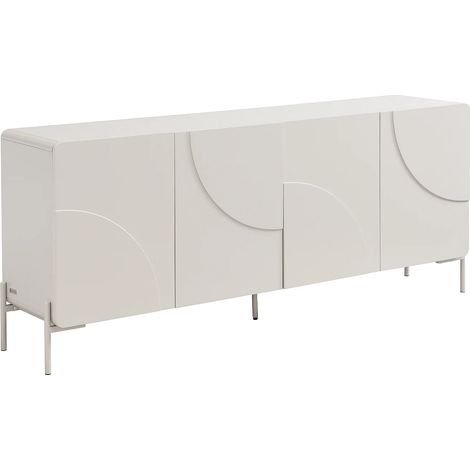 Vente-Unique – Buffet 4 portes en MDF beige – Finition laquée mate – Système push to open – Dimensions 180x75x40 cm (1/5)