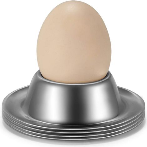 Portauova da 10 pezzi - Set di portauova e piatti in acciaio inossidabile, portaposate da 10 pezzi, cucchiai per uova morbidi e duri, colazione (1/4)