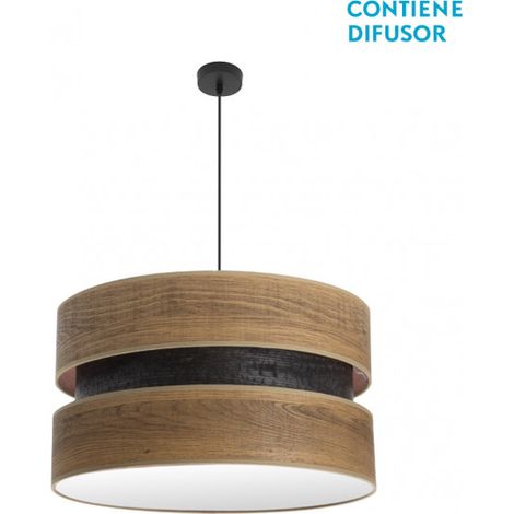 Colet Suspension 3xe27 Noir/Bois Foncé Regx60x60 Cm
