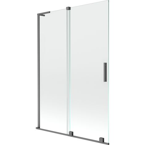 Mexen Velar L Badewannenaufsatz 2-flügelig, verschiebbar 120 x 150 cm, transparent, Gun Metal - 896-120-003-01-95 (1/5)
