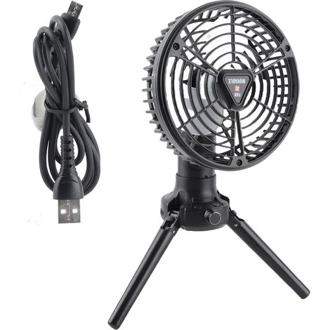 Ventilateur de camping pour tentes, batterie rechargeable USB 10400 mAh, avec lanterne LED, trépied pliable, sans fil et portable, idéal pour le bureau,Rotation automatique à 170° (1/5)