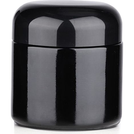 Récipient en verre avec couvercle hermétique pour cuisine, récipient de protection UV pour café, thé, contenant d'épices avec bouchon à vis étanche aux odeurs (Noir, 100 ml) (1/5)