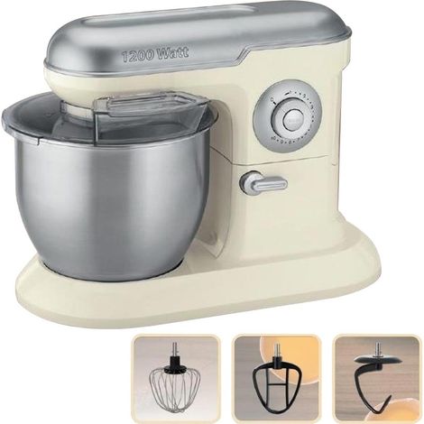 Impastatrice Planetaria Ciotola Acciaio Inox 6,5L Impastatore Robot 1200W Crema (1/2)