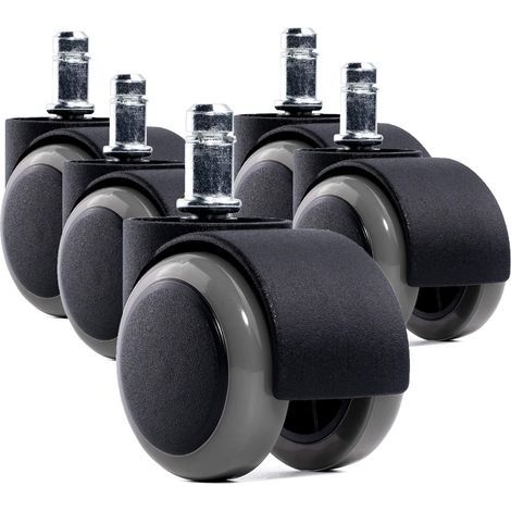Roulettes pour fauteuil de bureau – Lot de 5, dimensions 11 × 48 mm, rotation 360°, adaptées aux sols durs (1/5)
