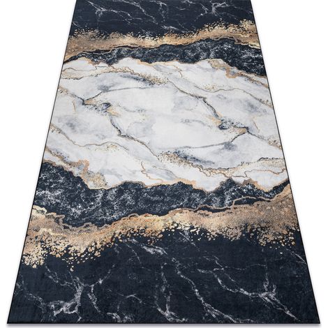 ANDRE 1124 Waschteppich Marmor Anti-Rutsch - schwarz black 160x220 cm