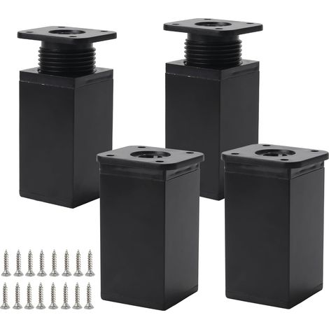 4er-Set verstellbare Möbelbeine, schwarzes Metall, 8 cm, mit 16 Schrauben, für Küchenschränke und verstellbare Tische (schwarz, 8 cm)