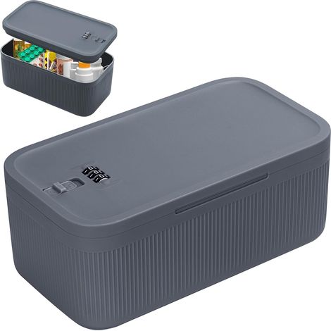 Boîte à Code, Petite Boîte de Rangement Verrouillable Sans BPA avec Serrure à Combinaison, Boite a Medicament pour Médicaments, Téléphone, Objets de Valeur à La Maison Ou En Voyage, 23,9x13,1x9,6cm (1/5)