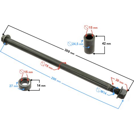 Eje de rueda trasera para ciclomotor FR 2 (1/2)