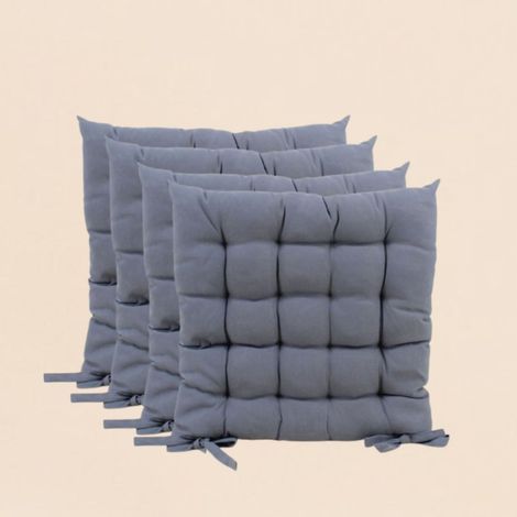 Lot de 4 galettes de chaise grises 40x40cm (1/5)