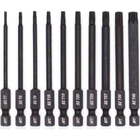Jeu d\\'embouts Torx pour tournevis, perceuses et cls chocs, rsistant la temprature, traitement thermique avanc, revtement phosphat, 8 cm, 10 pices (1/5)