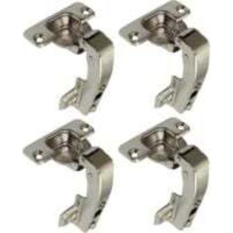 lot de 4 charnières Invisibles 90° clipsable - pour porte de meuble d'angle à une seule porte - avec amortisseur et clip - ouverture de montage 35mm (1/4)