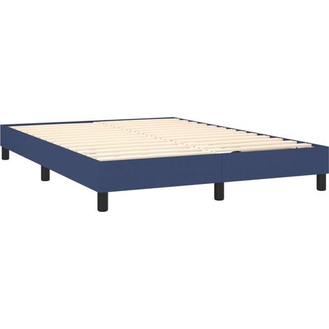 Somier de láminas sobre patas estructura de cama 140x190 cm tela azul TDL0207342